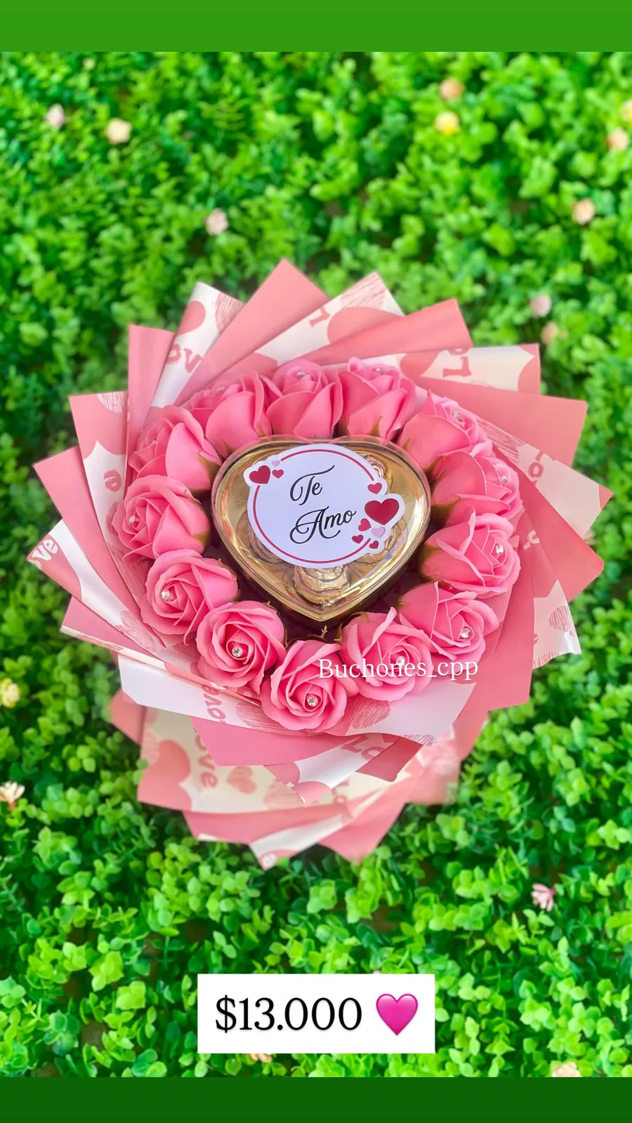 Ramo rosas rosado y chocolates